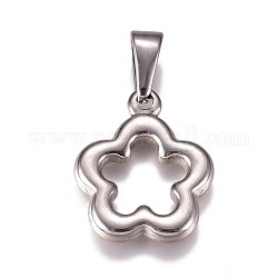 304 Stainless Steel Pendants, Flower, Stainless Steel Color, 24.5x20.5x3.5mm, Hole: 10x4.5mm