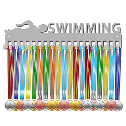 Creatcabin natation médaille titulaire nageur sport médailles cintre récompenses d'athlète présentoir support mural décor en acier inoxydable métal suspendu pour la maison badge médaillé gymnastique plus de 60 médailles, couleur d'argent