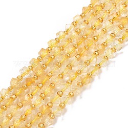 Perline citrino naturale fili, con perline semi, sfaccettato, perline cubiche diagonali, 5~6x5~6x4~5mm, Foro: 1 mm, circa 49~55pcs/filo, 15.35''~15.75'' (39~40 cm)