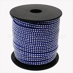 2 ряд шнур из искусственной замши с платиновым алюминием, искусственная замшевая кружева, синие, 5x2 мм, Около 20 ярдов / рулон