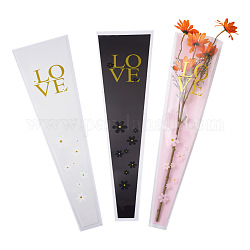 Magibeads 100шт 5 цвета OPP подарочные пакеты, пакеты для упаковки одного цветка, со словом любовь и цветочный узор, разноцветные, 450x130x0.1 мм, 20 шт / цвет