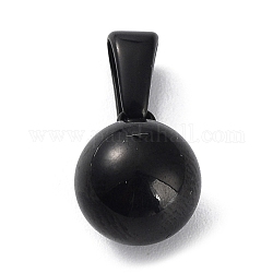 Placcatura ionica (ip) 201 ciondoli in acciaio inossidabile, charms rotonde, nero, 11x8mm, Foro: 2.5x5.5 mm
