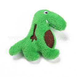 Broche de dinosaurio de algodón y tejido no tejido y terciopelo, pin de solapa de hierro de muñeca de dibujos animados para niña mujer, verde claro, 71x68x20mm
