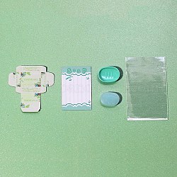 Kits d'emballage de savon bricolage miniature, micro ornements de maison de poupée, décorations d'accessoires de simulation, aigue-marine, 10~49x14~31x4mm, 5 pièces / kit