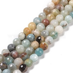 Brins de perles d'amazonite de fleurs naturelles, facetté (128 facettes), ronde, 8mm, Trou: 1.2mm, Environ 48 pcs/chapelet, 14.96'' (38 cm)
