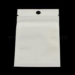 Bolsas de plástico con cierre de película de perlas, bolsas de embalaje resellables, con orificio para colgar, sello superior, bolsa autoadhesiva, Rectángulo, blanco, 25x16 cm, medida interior: 21x14.5 cm