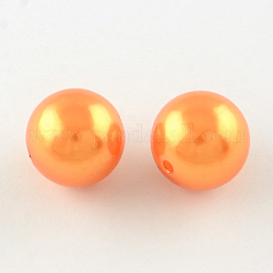 Perle tonde in plastica imitazione perla, arancione scuro, 20mm, Foro: 2 mm, circa 120pcs/500g