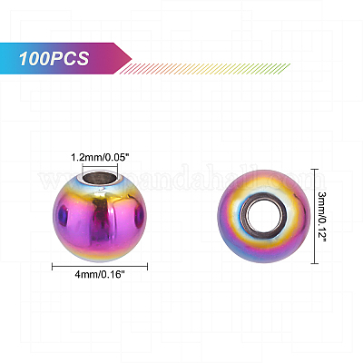 DICOSMETIC 100Pcs Rainbow Color Spacer Beads Stainless Steel Spacer Loose  Beads Large Hole Rondelle Bead Spacers for Jewelry Making and Craftings,  Hole: 1.2mm 