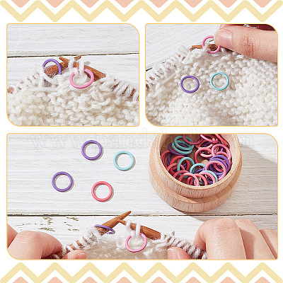 Wholesale NBEADS 60 Pcs Alloy Ring Shape Knitting Stitch 