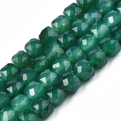 Chapelets de perles en agate d'onyx vert naturel&nbsp;G-S359-375B-1