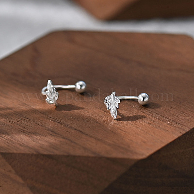 Orecchini a bottone in argento fine s999&nbsp;EJEW-A127-04S-1