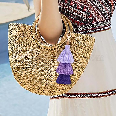 3Pcs Colorful Tassel Keychain Handmade Boho Keychain Personalized Bag Charm  Tassel Keychain for Women, Colorful, 16.5x4cm