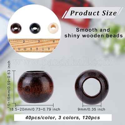 Wholesale OLYCRAFT 120Pcs Wooden Macrame Beads Large Hole Wood