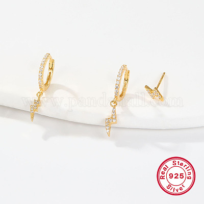 3 Paar leuchtende Creolen und Ohrstecker im 3-Stil mit kubischem Zirkonia&nbsp;EJEW-F317-35G-1