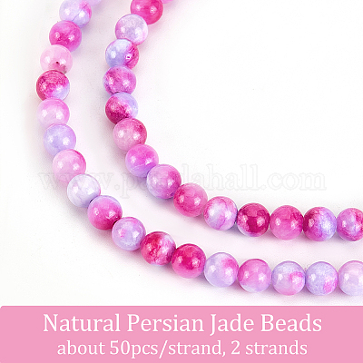 Pink White Natural Persian Jades Stone Bead Round Chalcedony Loose