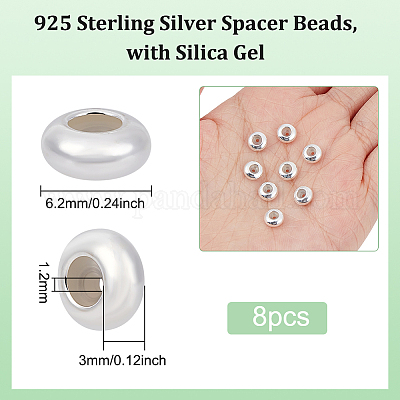 Wholesale BENECREAT 8Pcs 925 Sterling Silver Spacer Beads 