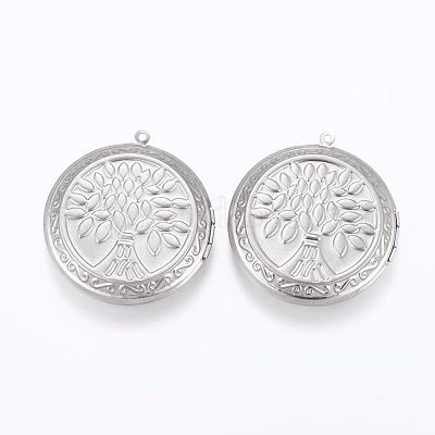 304 Stainless Steel Locket Pendants, Photo Frame Charms for Necklaces, Flat  Round with Tree of Life, Stainless Steel Color, 48x44x10mm, Hole: 1.5mm,