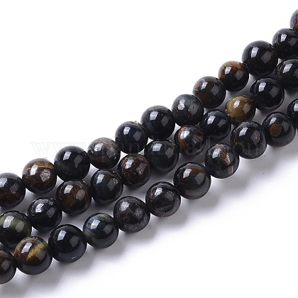 Grade AB Natural Blue Tiger Eye Beads Strands G-I261-D01-6mm-1