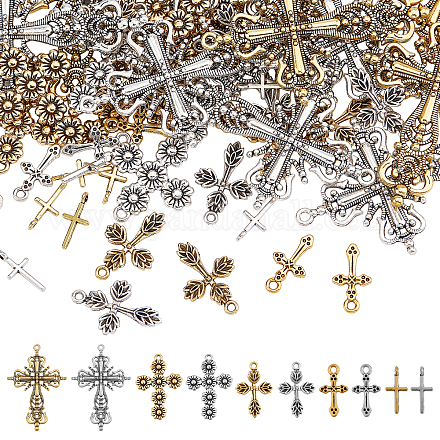Chgcraft 80 pz croce charms pendenti con motivo floreale croce pasqua crocifisso ciondolo fascino per rosario braccialetto creazione di gioielli FIND-CA0003-23-1