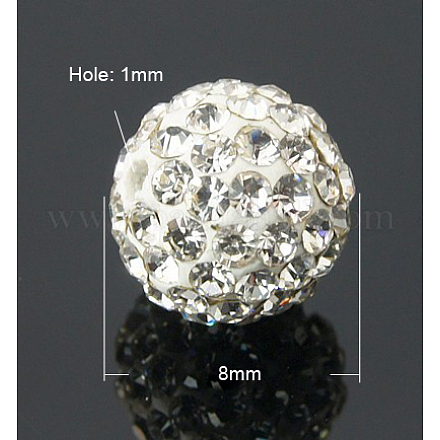 Perles de boule pavé disco  X-RB-Q195-8mm-001-1