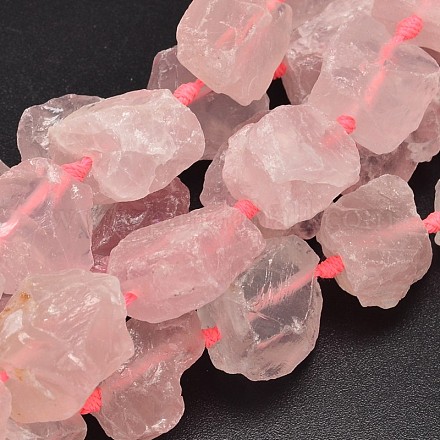 Pepitas de cuarzo natural rosa hebras de perlas G-F289-30-1