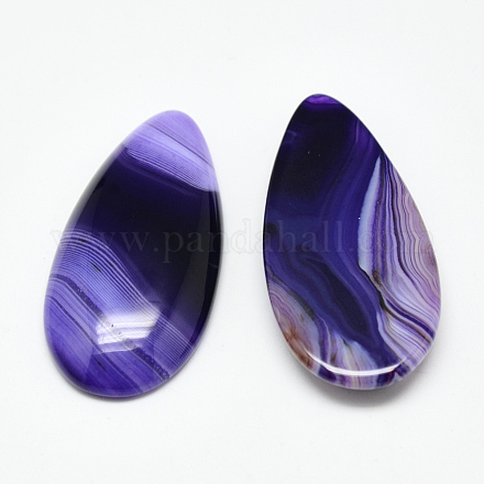 染めた天然素材の瑪瑙のカボション  ティアドロップ  青紫色  49x24x8mm G-Q957-05F-1