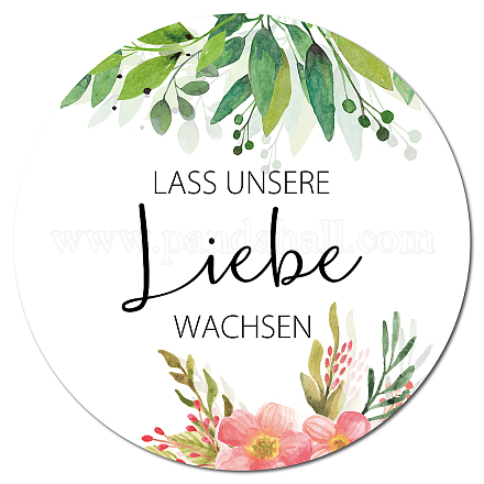 CREATCABIN 192Pcs Let Love Grow Stickers Greenery Wedding Stickers Flower Favor Labels for Birthday Party Gift Wedding Invitation Shops Envelope Seals 1.77 Inch-Lass unsere Liebe wachsen(German) AJEW-WH0343-004-1