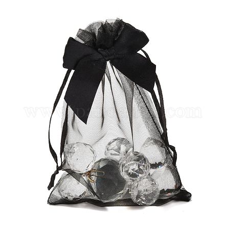 Bolsas de regalo con cordón de organza de encaje rectangular OP-K002-01-1