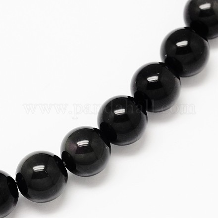 Grade aa natürlichen Obsidian runden Perlen Stränge G-L275-03-8mm-1