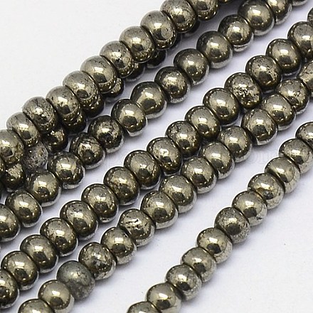 Chapelets de perles de pyrite naturelle  G-L032-4x3mm-01-1