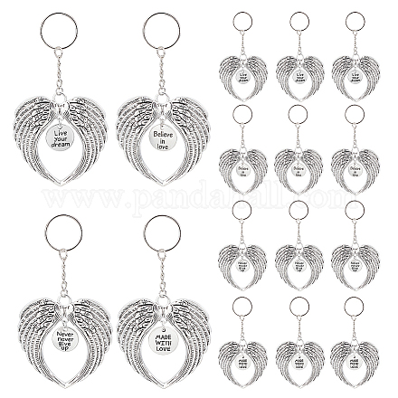 Ph pandahall 16 pièces 4 styles porte-clés à breloques ailes d'ange KEYC-PH0001-79-1