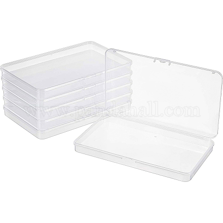 BENECREAT 6 Packs 7.5x4.5x0.6 Inch Large Clear Plastic Box Organizer Retangle Storage Box for Extra Face Masks CON-BC0006-19-1