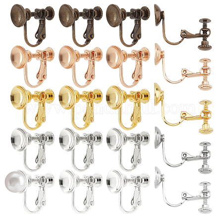 CHGCRAFT 20Pcs 5 Colors Brass Clip-on Earring Converters Gold Silver Bronze Clip-on Earrings Converter Components For Non-pierced Ears Earring Findings for Women Girls DIY Jewelry Earring Making KK-CA0003-33-1