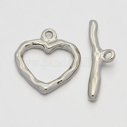 Brass Heart Toggle Clasps KK-J202-22P-1