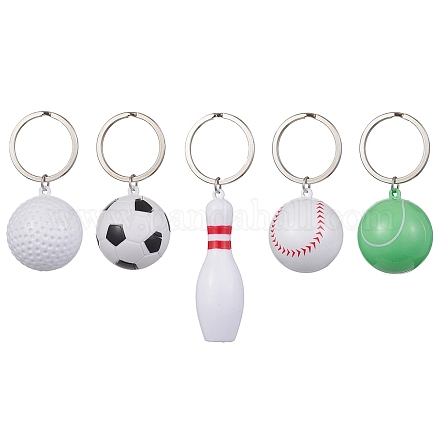 Portachiavi con ciondoli a tema palla sportiva in plastica ABS KEYC-JKC00659-1