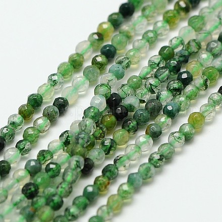 Chapelets de perles en agate mousse naturelle X-G-A129-2mm-01-1