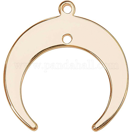 BENECREAT 30PCS 18K Gold Plated Crescent Moon Pendant 3D Brass Double Horn Charm with 2 Holes for DIY Jewelry Making Findings KK-BC0005-16G-1