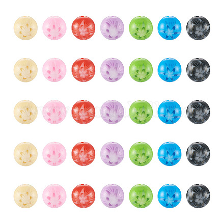 70pcs perles de résine opaque fleur 7 couleurs RESI-TA0001-55-1