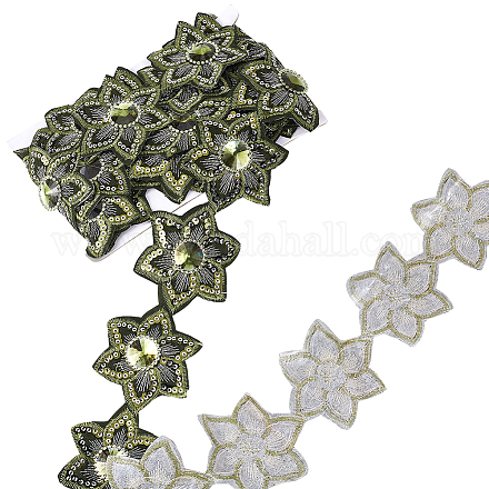NBEADS Iron on/Sew on Ethnic Style Embroidery Flower Polyester Lace Ribbons OCOR-WH0060-47A-1