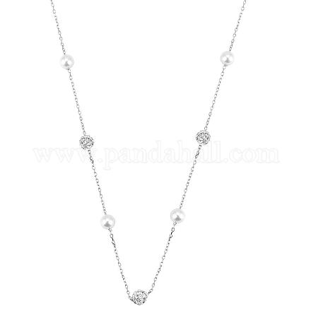 Collier de perles pour femmes plaqué rhodium 925 argent sterling perle d'eau douce collier ras du cou en forme de y longueur réglable collier bijoux cadeaux pour les femmes JN1094A-1