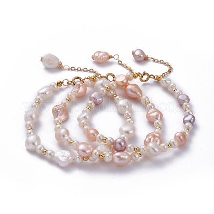 Ensembles de bracelets en perles de perle baroque naturelle BJEW-JB05266-1