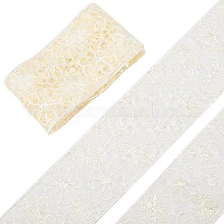 GORGECRAFT 5 Yards Floral Lace Ribbon 71mm Width Embroidered Flower Mesh Fabric Beige Vintage Lace Edging Trimmings for DIY Sewing Craft Clothes Wedding Dress Embellishment Bow Making Gift Wrapping OCOR-GF0002-51-1