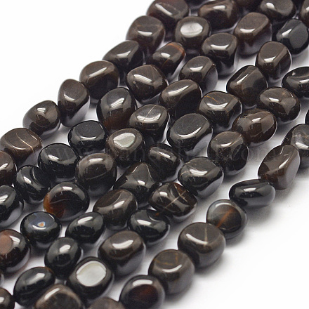 Perles en bois naturel noir pétrifié G-F464-06-1