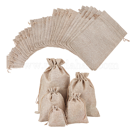 Nbeads 巾着付きジュートギフトバッグ 40 個 5 サイズ  黄麻布バッグ、巾着付きジュエリーポーチ、イースター結婚式の記念品、ギフト包装、DIYクラフト用。 ABAG-NB0001-65-1