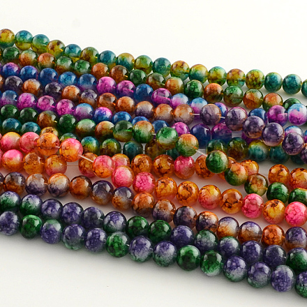 Chapelets de perles en verre peint DGLA-Q014-10mm-05-1