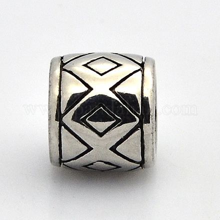 Big Hole Smooth Surface 316 Stainless Steel Drum Carved Rhombus Beads STAS-O048-24-1