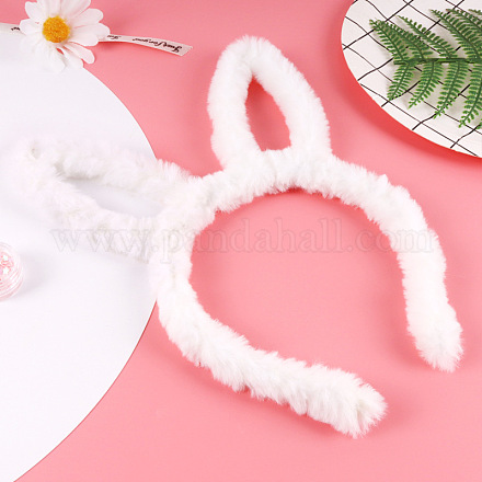 Lindas cintas para el pelo de tela con orejas de conejo peludas OHAR-PW0001-166A-1