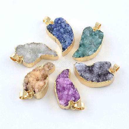 Dyed Drusy Natural Agate Pendants G-R275-124-1