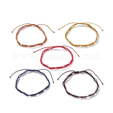 ナイロン糸編みアンクレット  女性のための幸運な調節可能なコードアンクレット  ミックスカラー  内径：2-3/8~3-7/8インチ（6.1~9.9cm） AJEW-AN00462-1