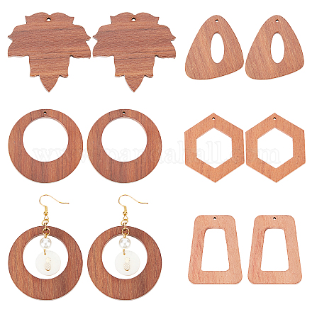 Chgcraft 10 pièces 5 styles pendentifs en bois thème automne WOOD-CA0001-53-1